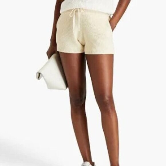Rag and Bone Shorts Ivory Crochet Ribbed High Rise Cotton Knit Large - Picture 1 of 9